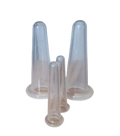 Set of clear plastic cones on a white background designed for facial cupping
